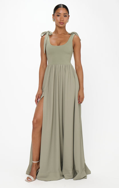 Harper Maxi Dress ~ Moss Green Crisp