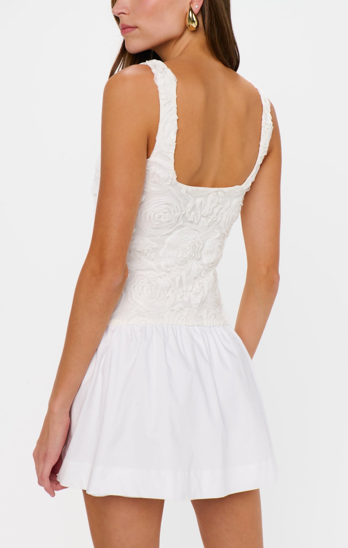 Bradshaw Mini Dress ~ Rosette Mesh White