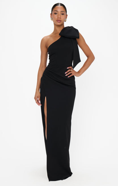Bliss Bow Dress ~ Black Stretch