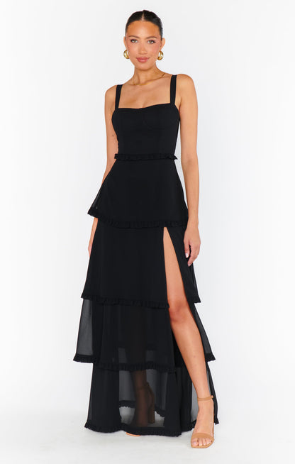Lady Corset Dress ~ Black Chiffon