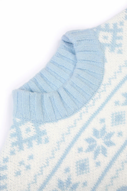 Jacquard-Knit Oversized Jumper in Powder Blue