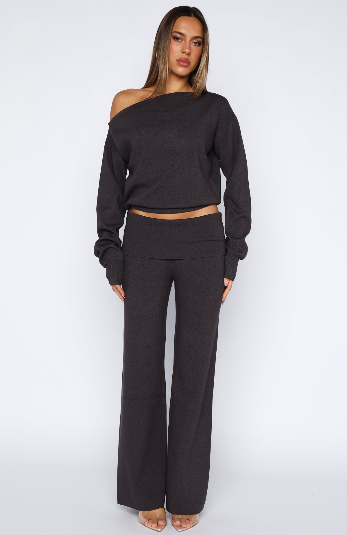 Can't Find The Words Knit Pants Charcoal