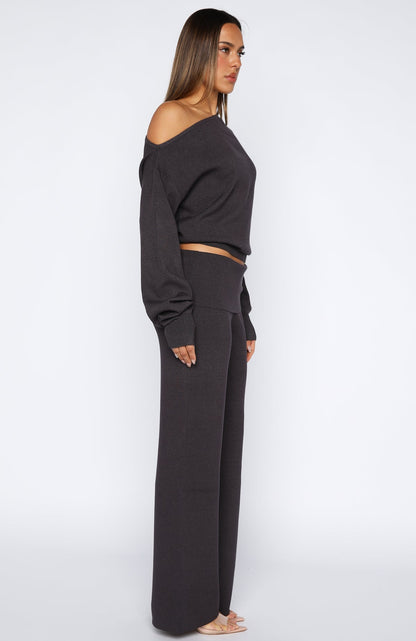 Can't Find The Words Knit Pants Charcoal
