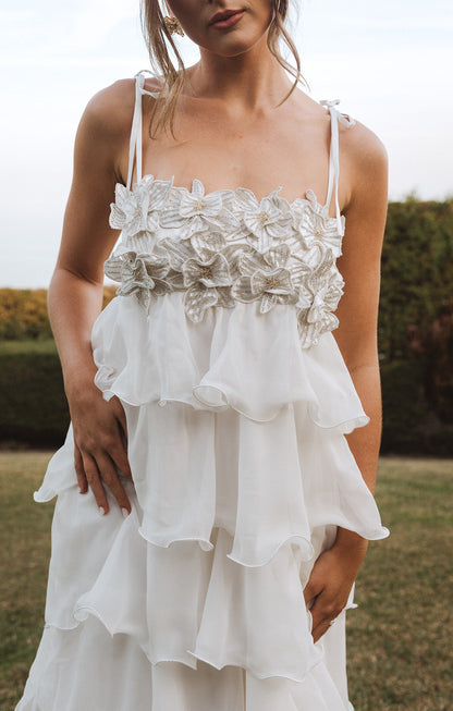 Gabriella Maxi Dress ~ White Enchanted Embellishment