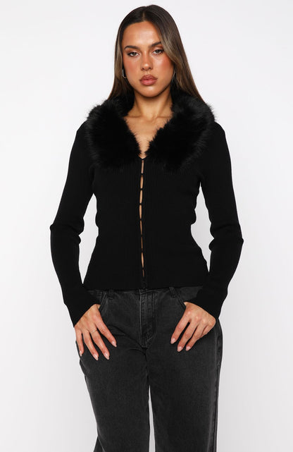 All Bundled Up Knit Cardigan Black