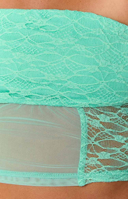 Stay Teal Strapless Lace Corset Top