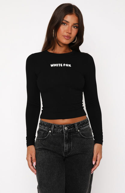 Love Addiction Long Sleeve Baby Tee Black