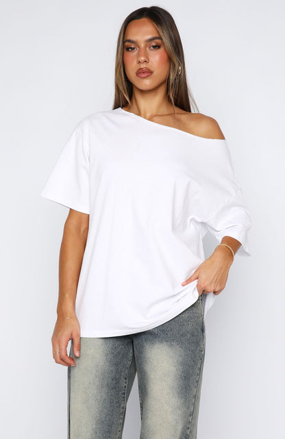 Give Me Options Off Shoulder Tee White