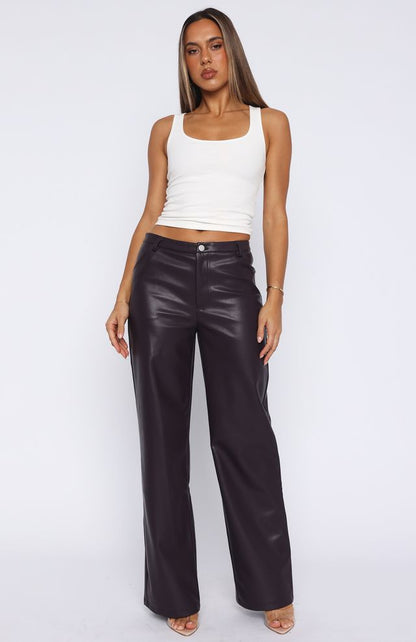 Life Affair PU Pants Deep Mauve