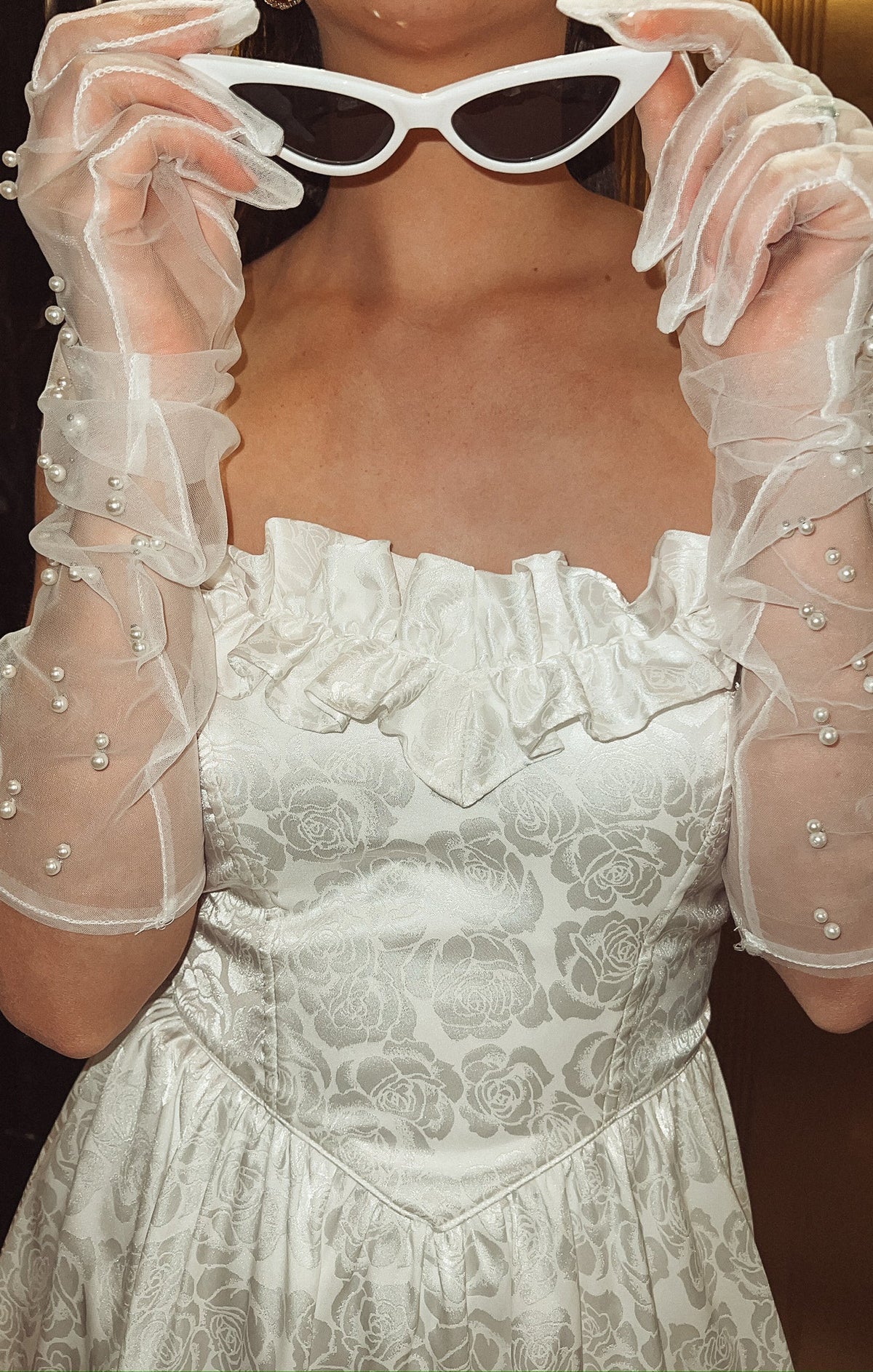 Lala Skort Dress ~ White Rose Satin