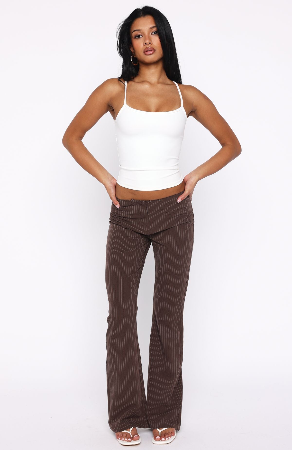 Getting You Close Pants Chocolate Pinstripe