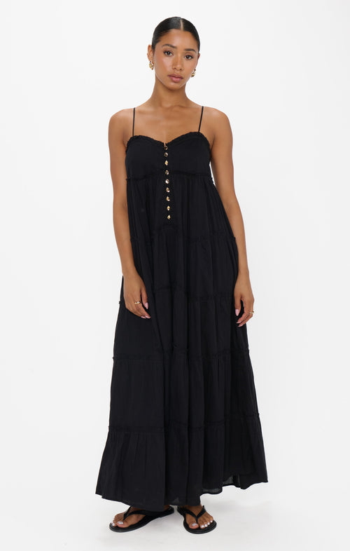 Gracie Midi Dress ~ Black Voile