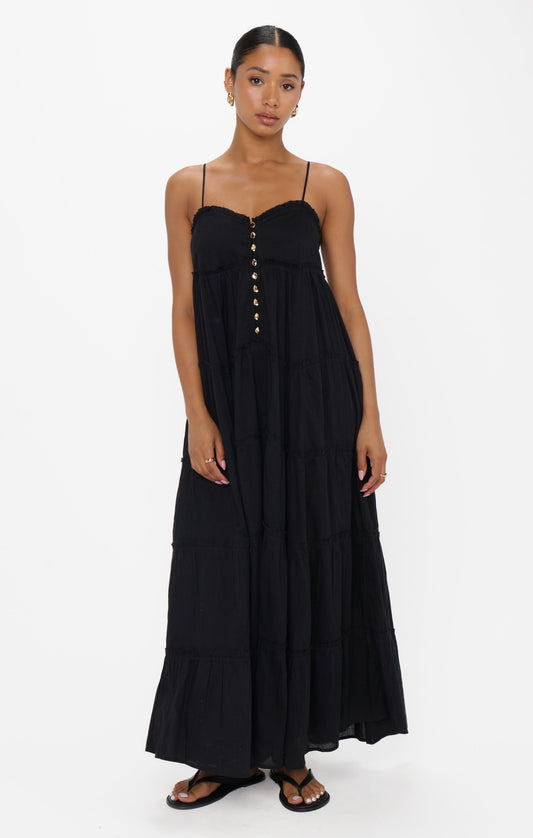 Gracie Midi Dress ~ Black Voile
