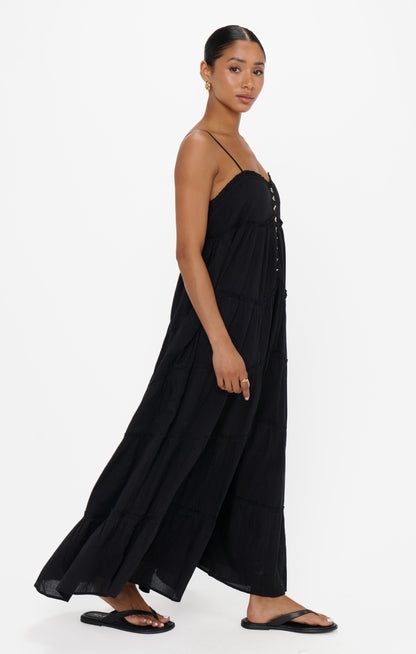 Gracie Midi Dress ~ Black Voile