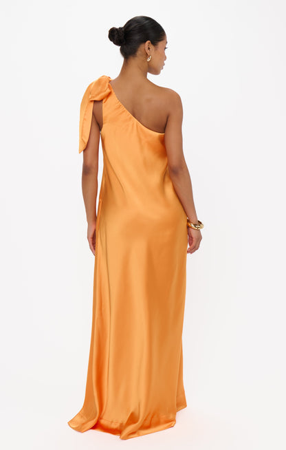 Jackie Maxi Dress ~ Tangerine Fluid Satin