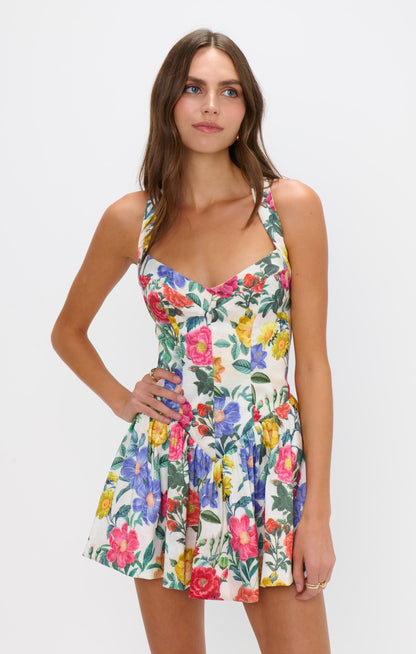 Abigail Mini Dress ~ Charm Peony White Taffeta
