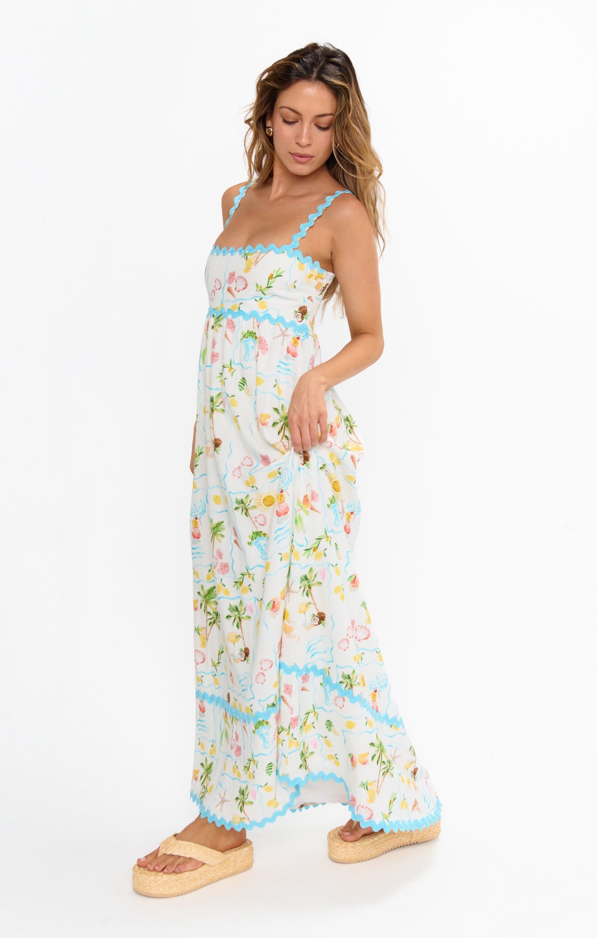 Getaway Maxi Dress ~ Seaside Treasures Blue Scallop