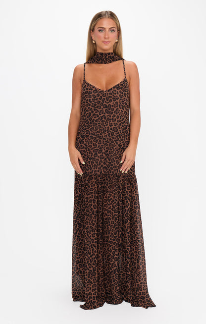 Dalia Maxi Dress ~ Leopard Latte