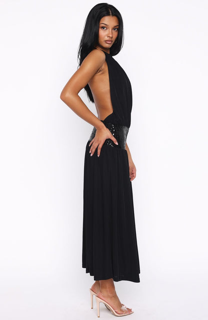 Always Evolving Halter Midi Dress Black
