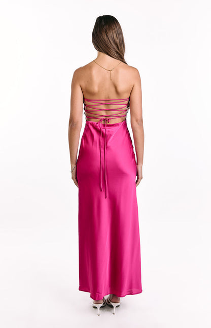 Mackenna Hot Pink Strapless Maxi Dress