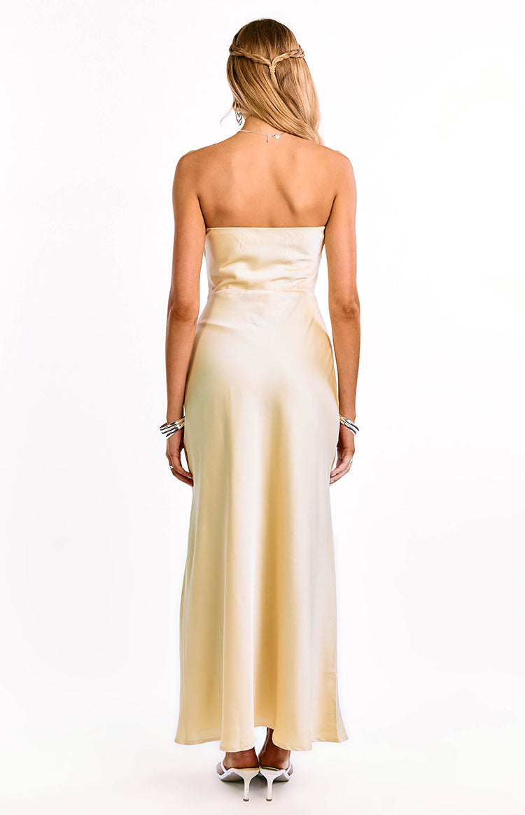 Maddix Yellow Strapless Formal Maxi Dress