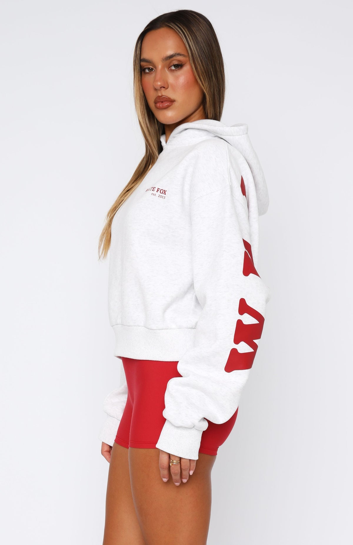 Serving Up Cropped Hoodie Grey Marle