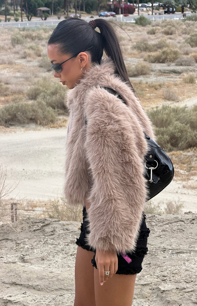 Nero Light Brown Faux Fur Jacket