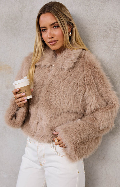 Nero Light Brown Faux Fur Jacket