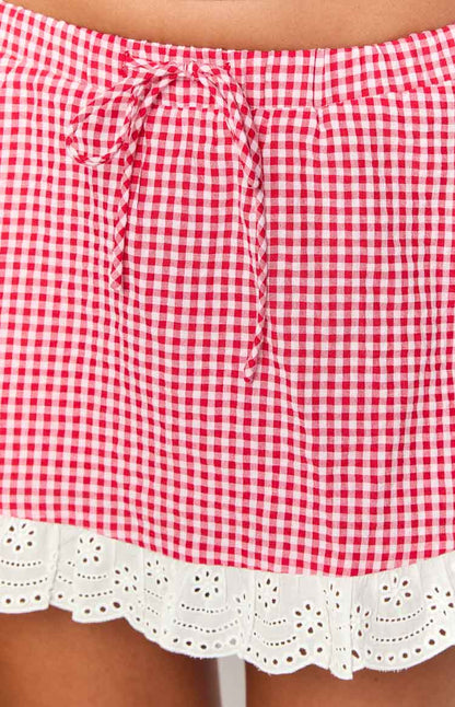 Ottilie Red Gingham Mini Skirt
