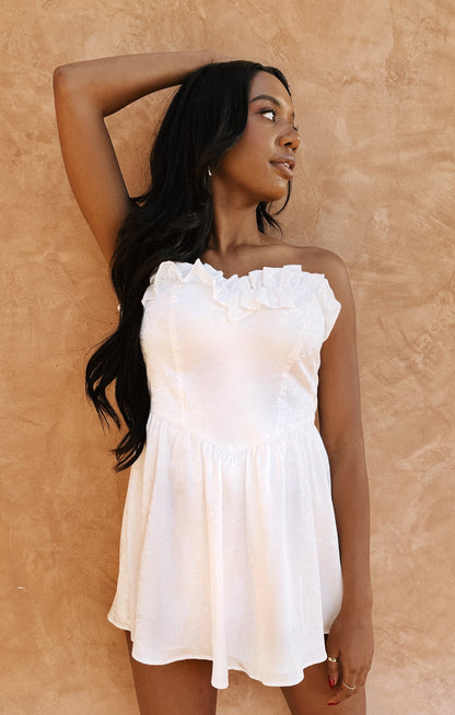 Lala Skort Dress ~ White Rose Satin