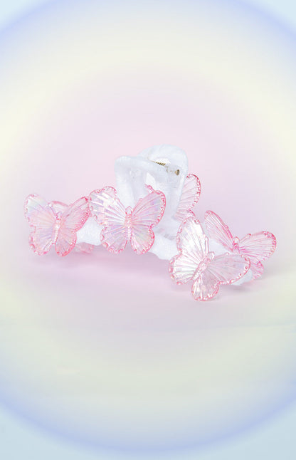 Pink Iridescent Butterfly Claw Clip