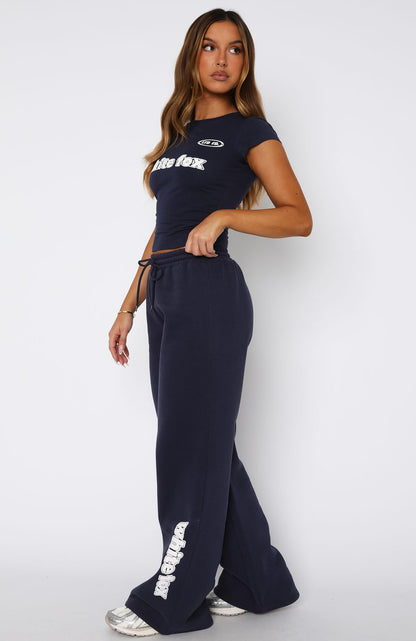 Ready To Go Wide Leg Sweatpants Navy