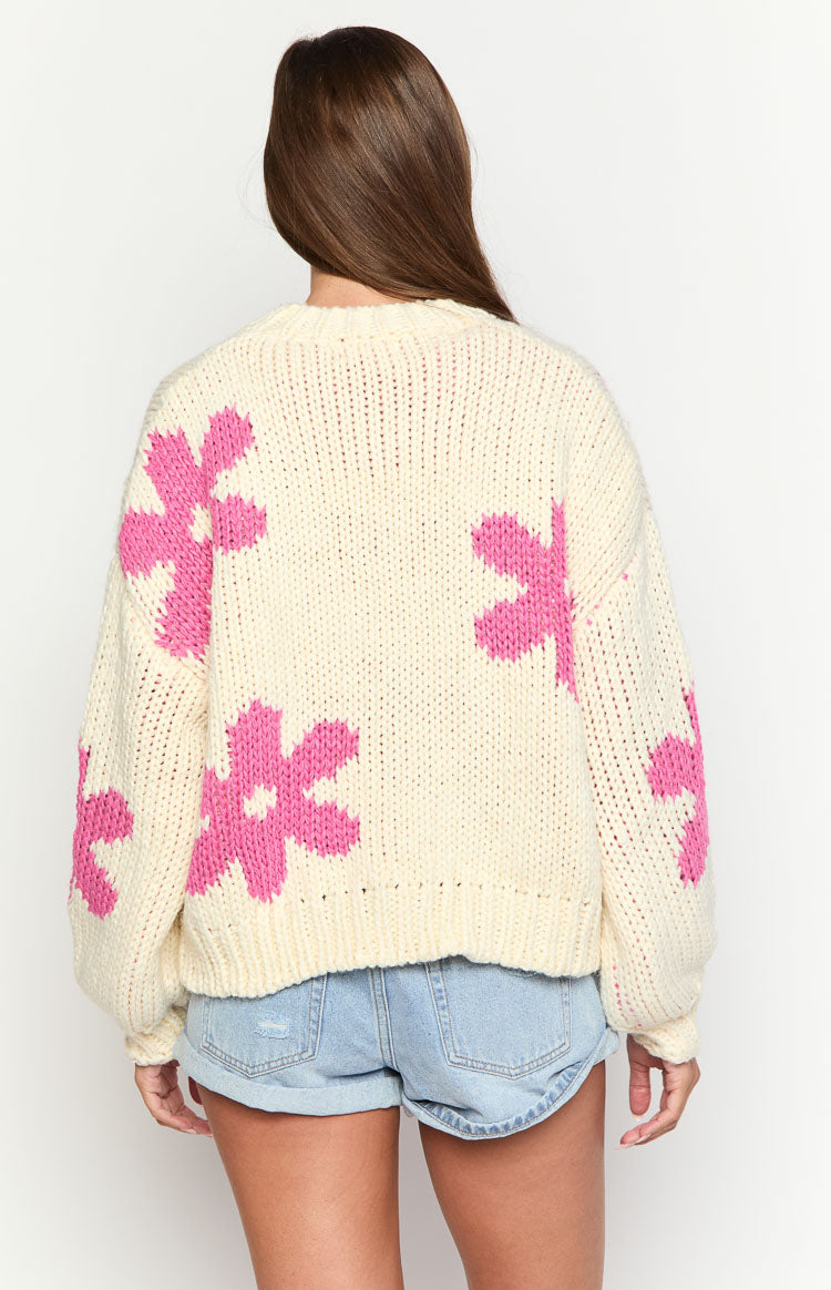 Ryver Cream Flower Knit Sweater
