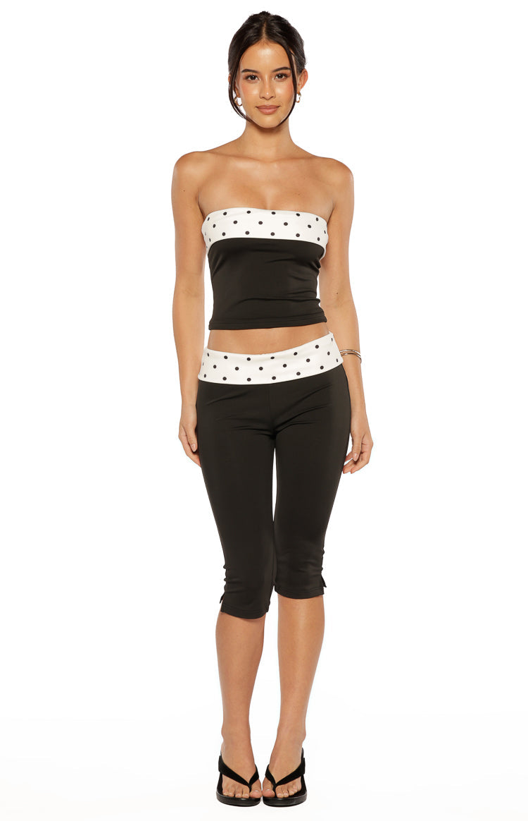 Reece Black Polka Dot Band Capris
