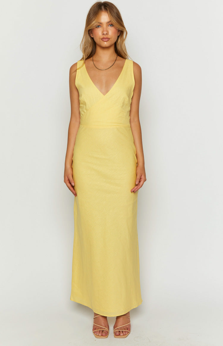Resorts Yellow Linen Blend Maxi Dress