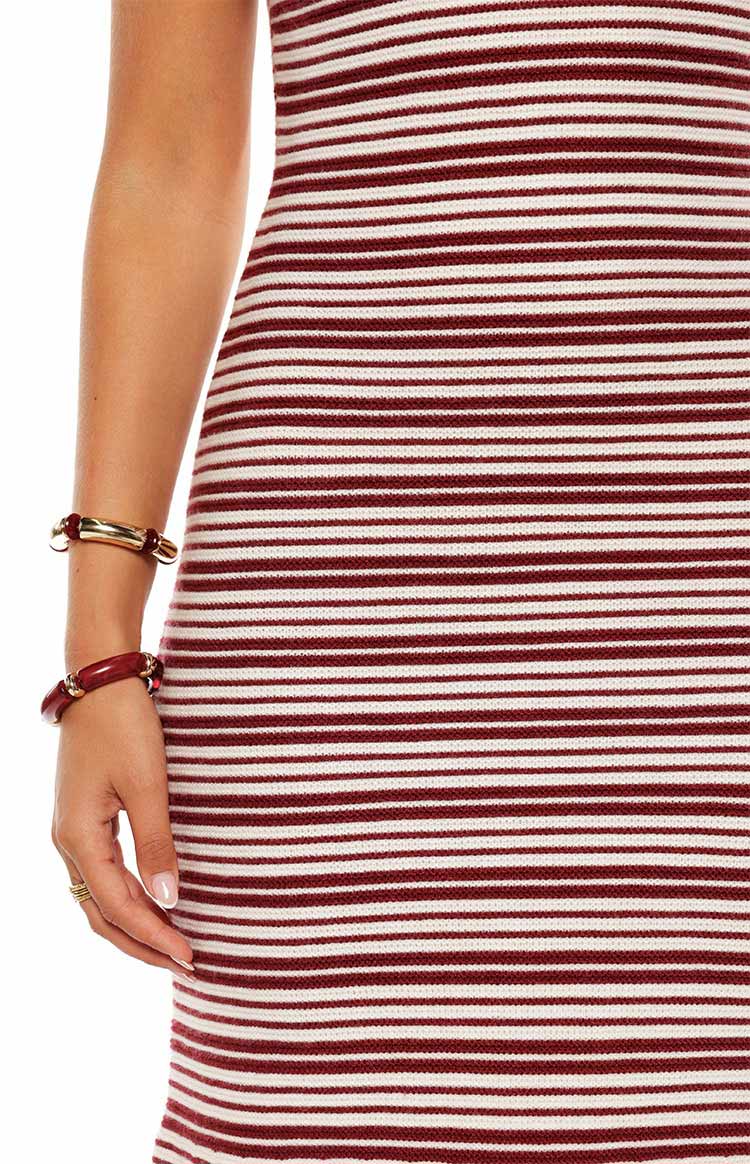 Rhiannon Burgundy Stripe Knit Maxi Dress