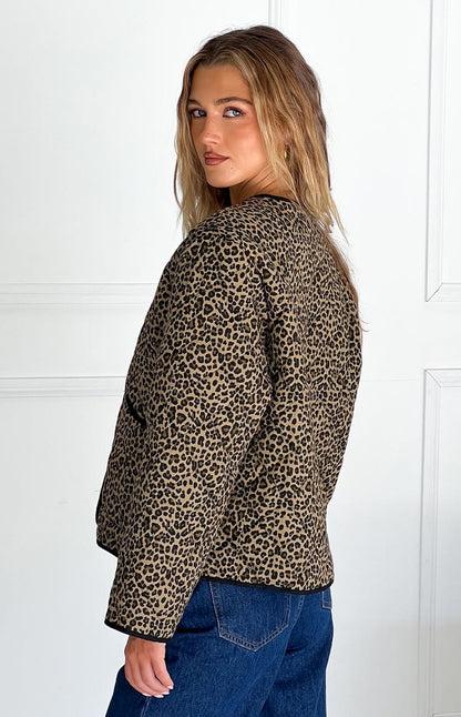 Robbie Leopard Print Quilted Jacket