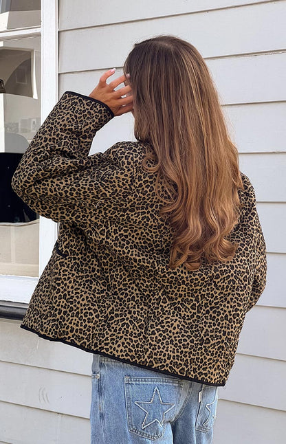Robbie Leopard Print Quilted Jacket