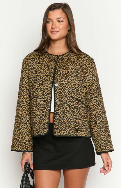 Robbie Leopard Print Quilted Jacket