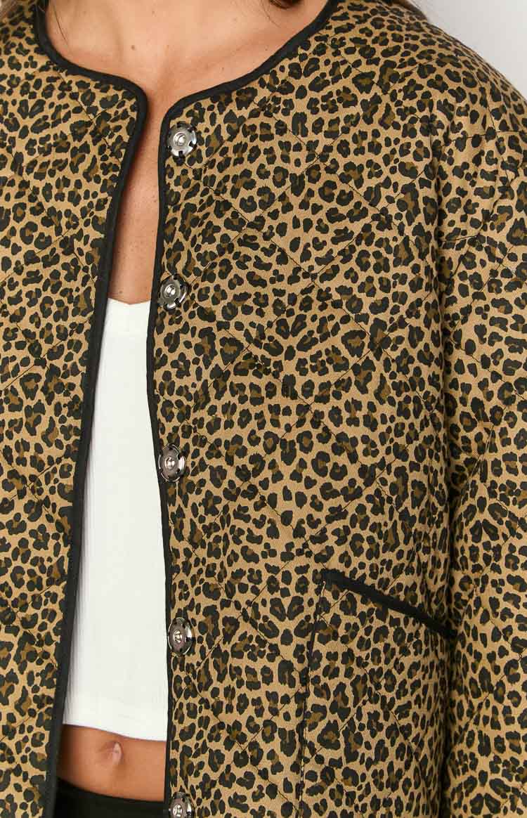 Robbie Leopard Print Quilted Jacket