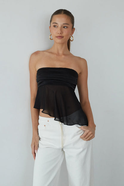 Sharlene Asymmetrical Sheer Top