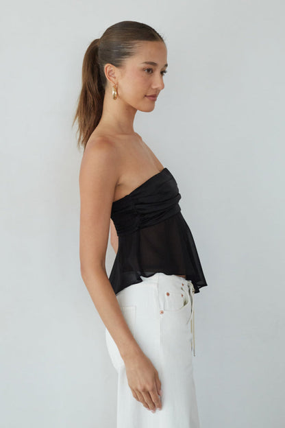 Sharlene Asymmetrical Sheer Top