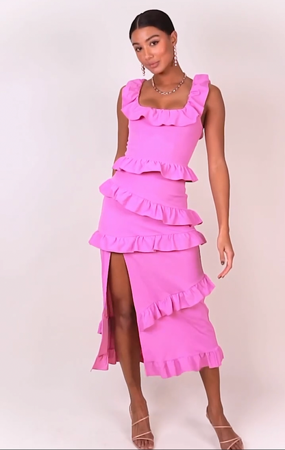 Greta Dress ~ Pink Lilac Stretch
