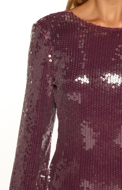 Steevy Purple Sequin Long Sleeve Mini Dress