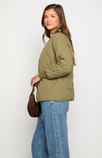 Steph Khaki Quilted Bomber Jacket