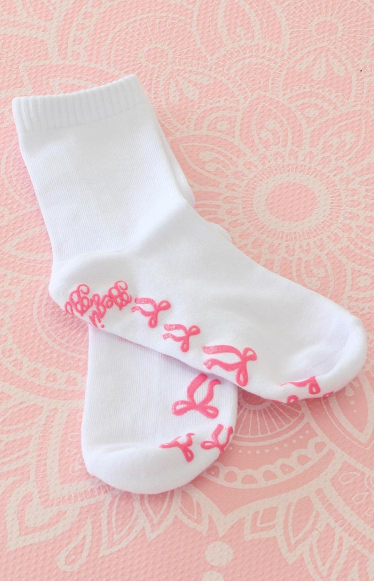 Sunrise Pink Bow Crew Yoga Socks