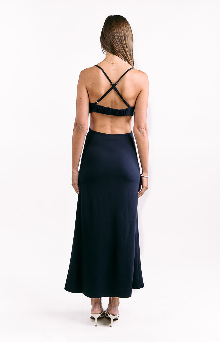 Taleah Navy Crepe Formal Maxi Dress