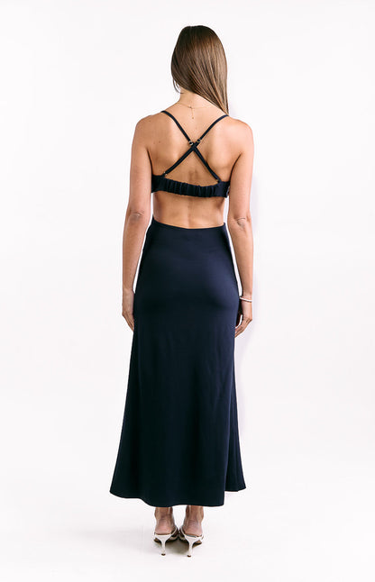 Taleah Navy Crepe Formal Maxi Dress