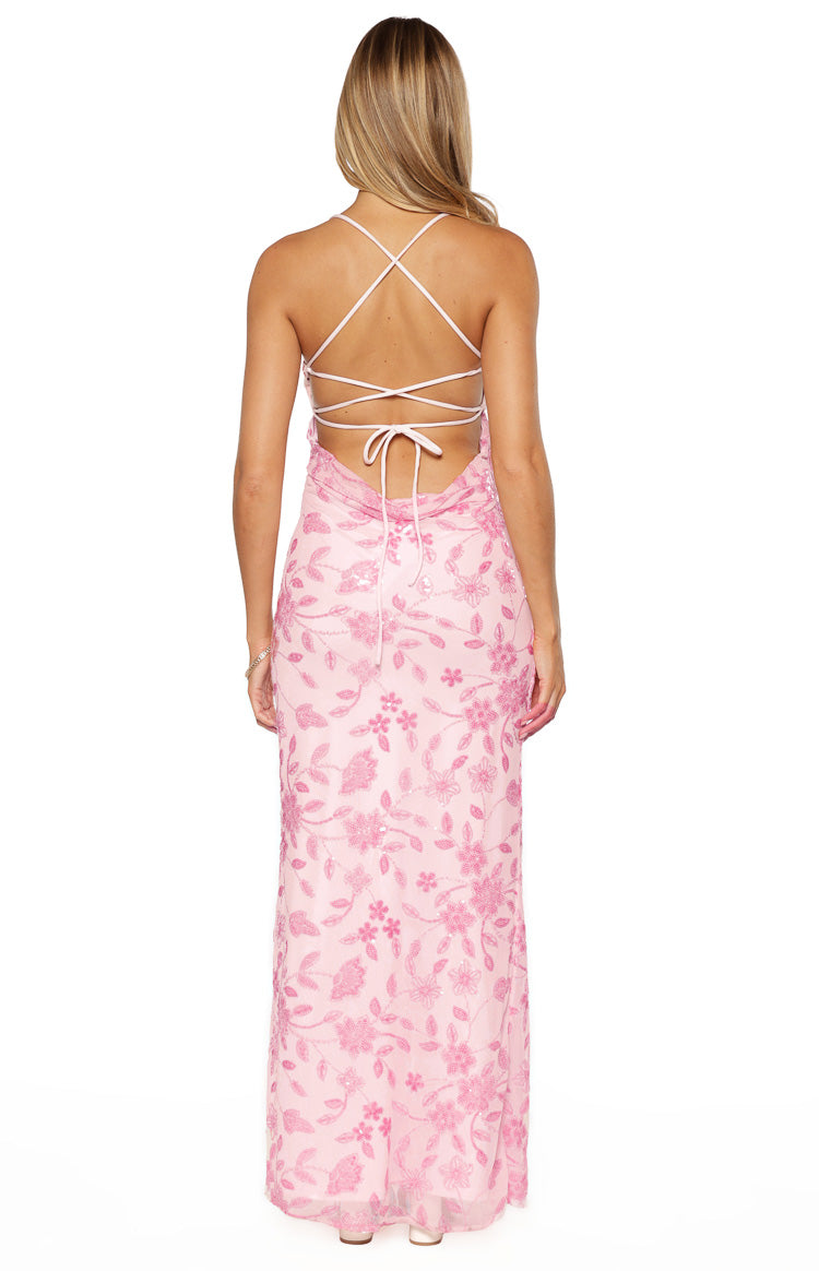 Tamia Pink Sequin Maxi Dress