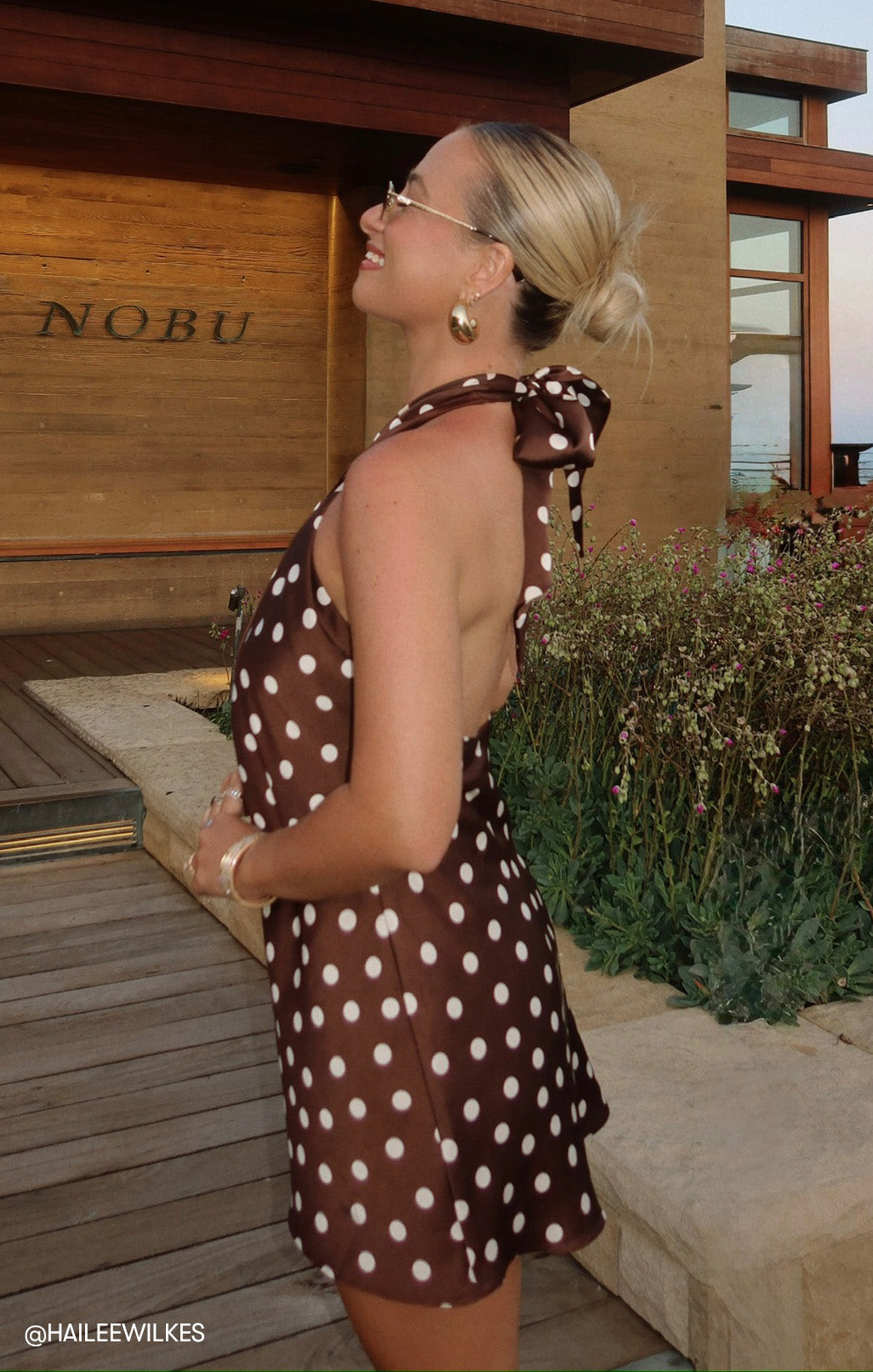 Jasmine Tie Mini Dress ~ Chocolate Brown Polka Dot